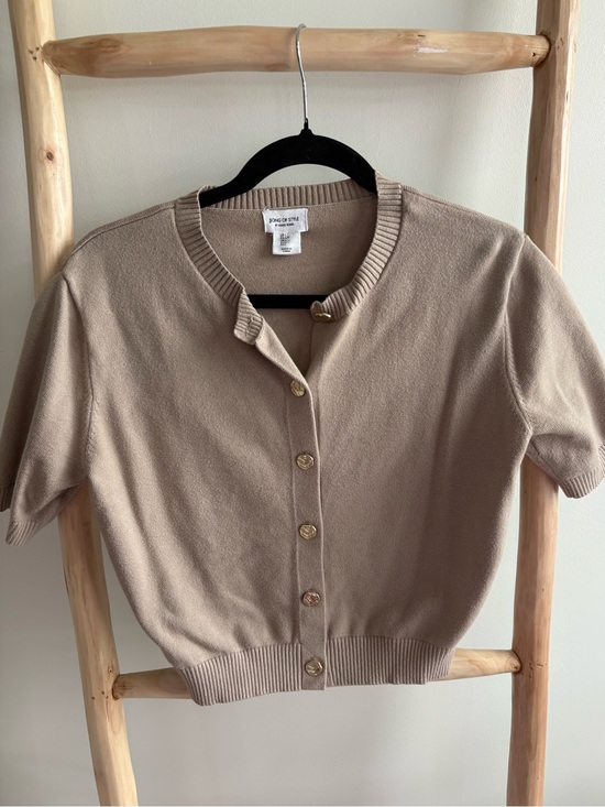 Song of Style Sweaters - Song of Style Short Sleeve Button Cardigan in Taupe